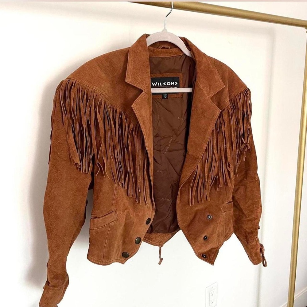 Vintage Wilson’s | leather brown suede fringe jacket